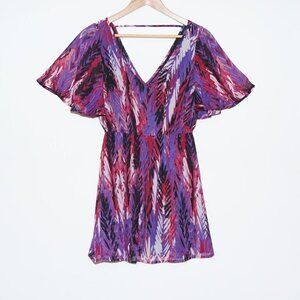 ✨4 for $20✨ Johnny Martin V Neck Ruffle Sleeves Dress Purple S Bohemian